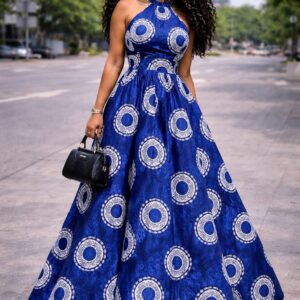 Royal Sapphire Halter Maxi Dress
