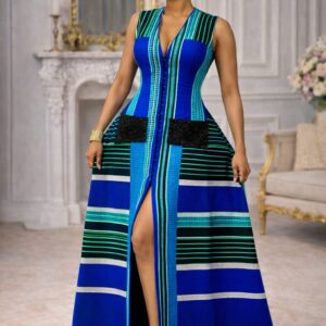 Royal Stripe Statement Gown