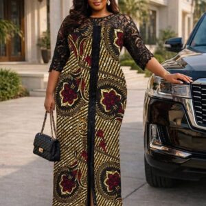 The Regal Onyx Floral Gown