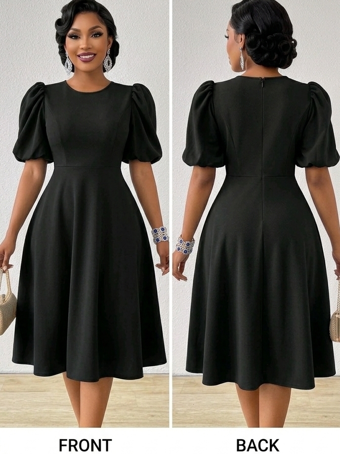mini blue dress. black